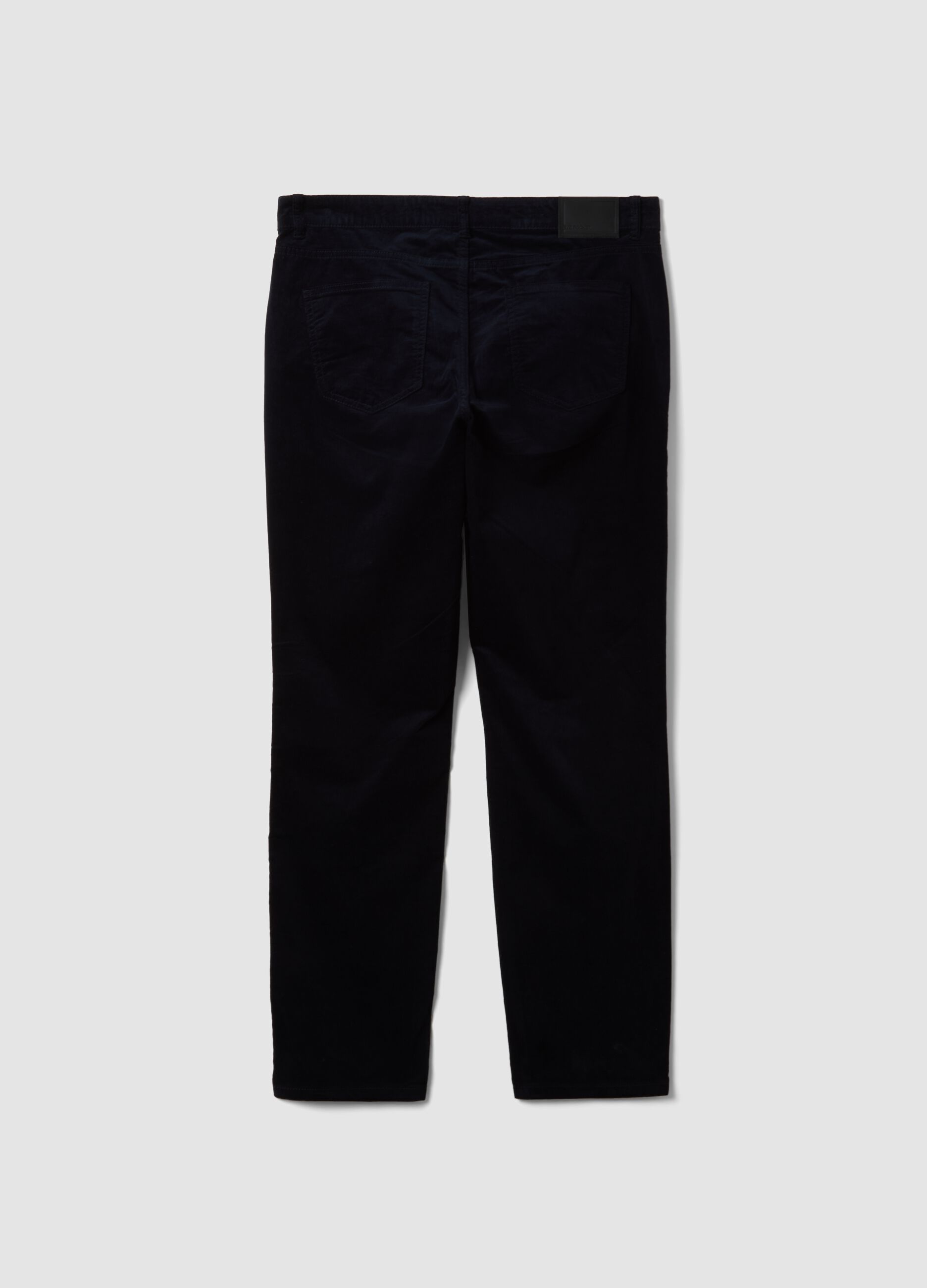 Blue ribbed slim-fit stretch cotton trousers