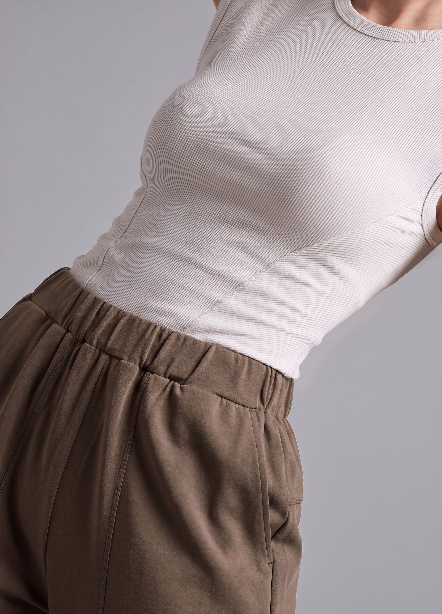 White ribbed stretch-modal fitted T-shirt ALTAVIA STUDIO