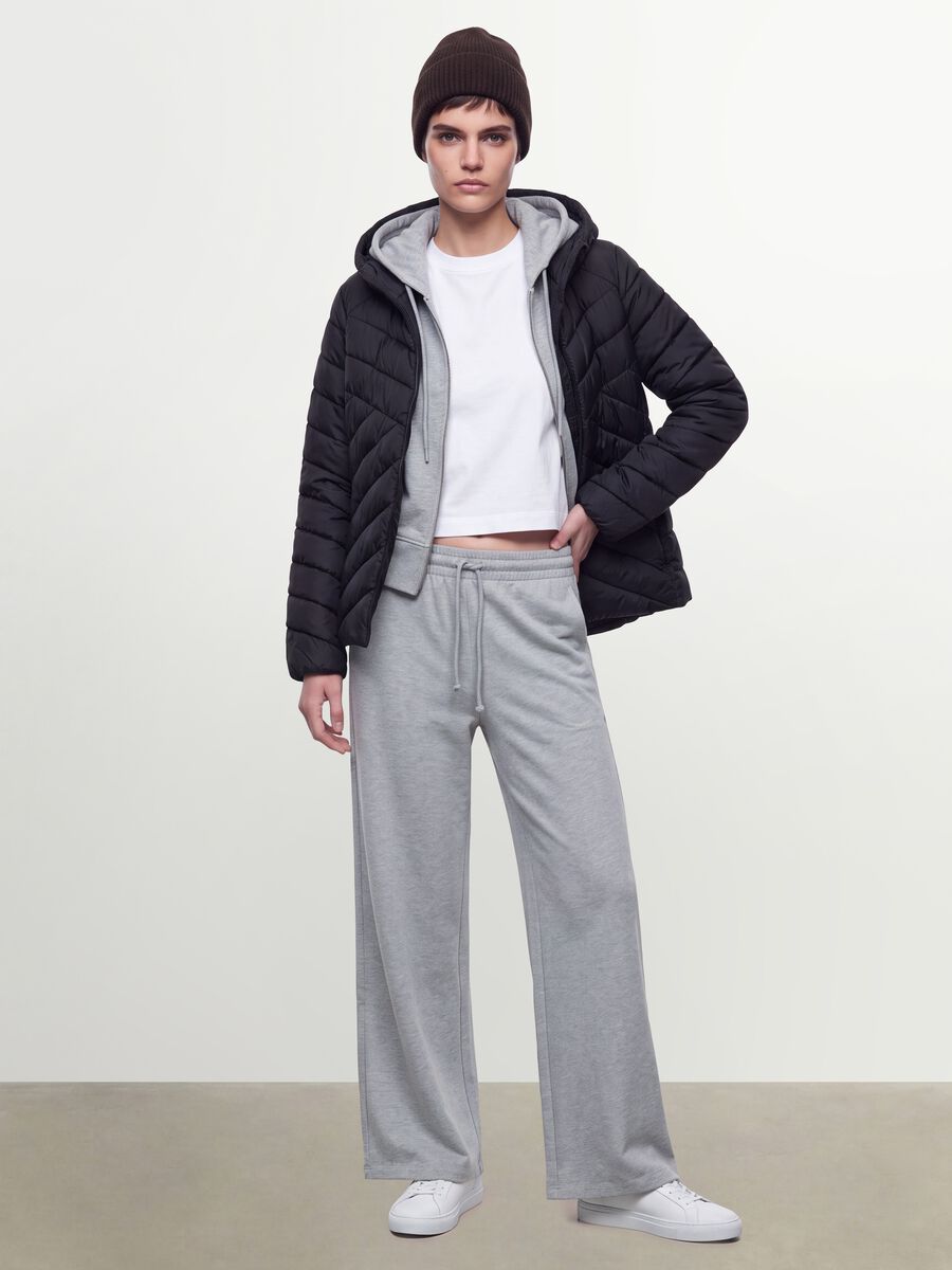 Black Ultralight Quilted Jacket with Hood and Zip_1