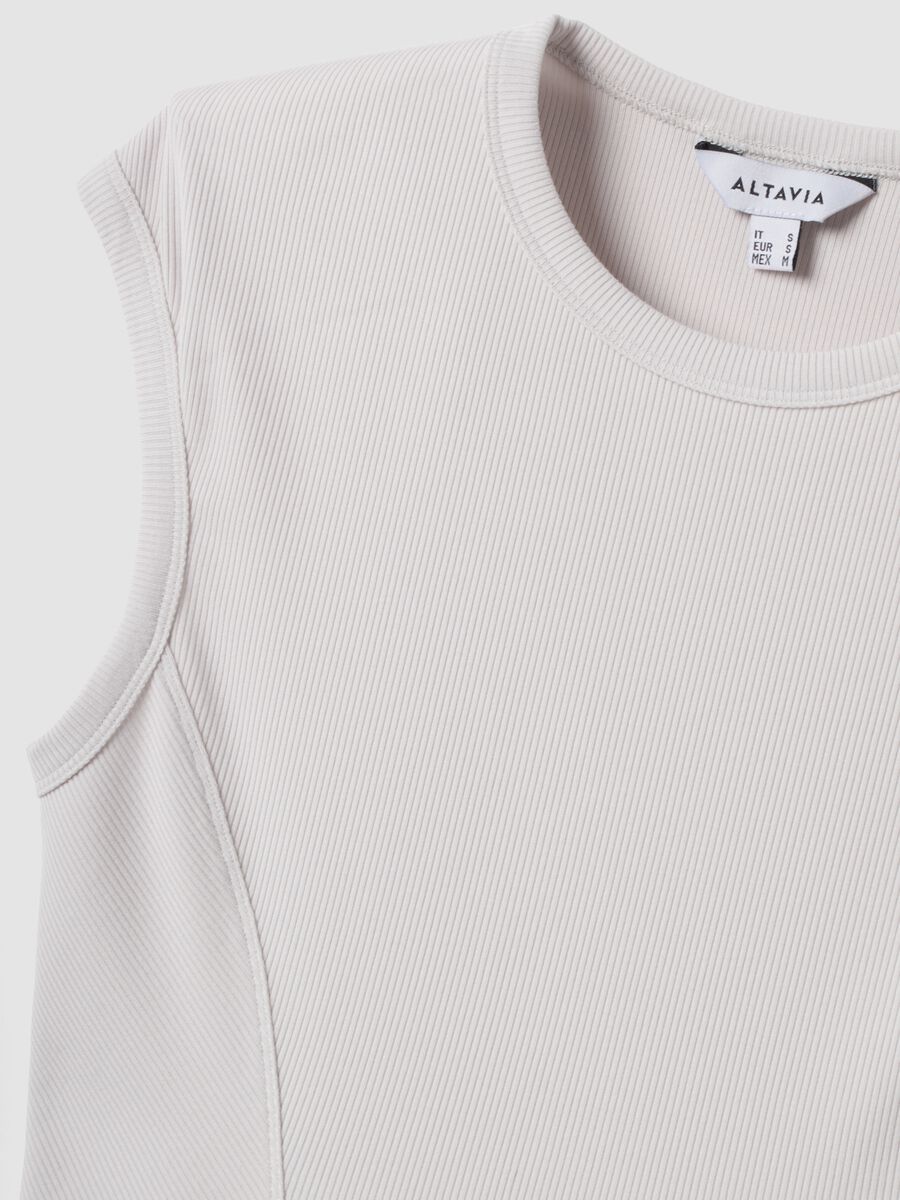 White ribbed stretch-modal fitted T-shirt ALTAVIA STUDIO_7