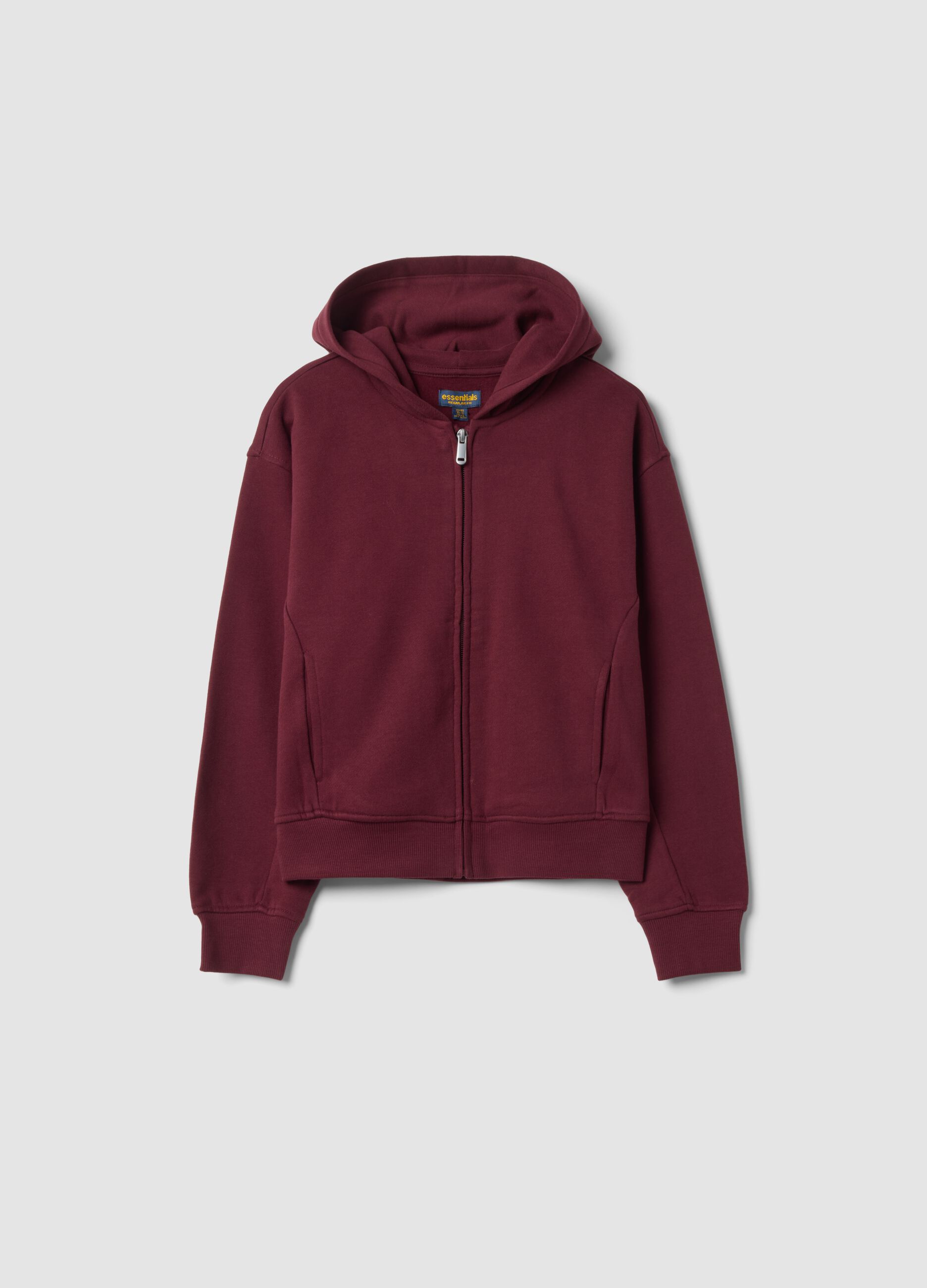 Felpa viola in puro cotone organico con cappuccio regular fit