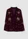 Red velvet regular-fit blazer with floral embroidery_0