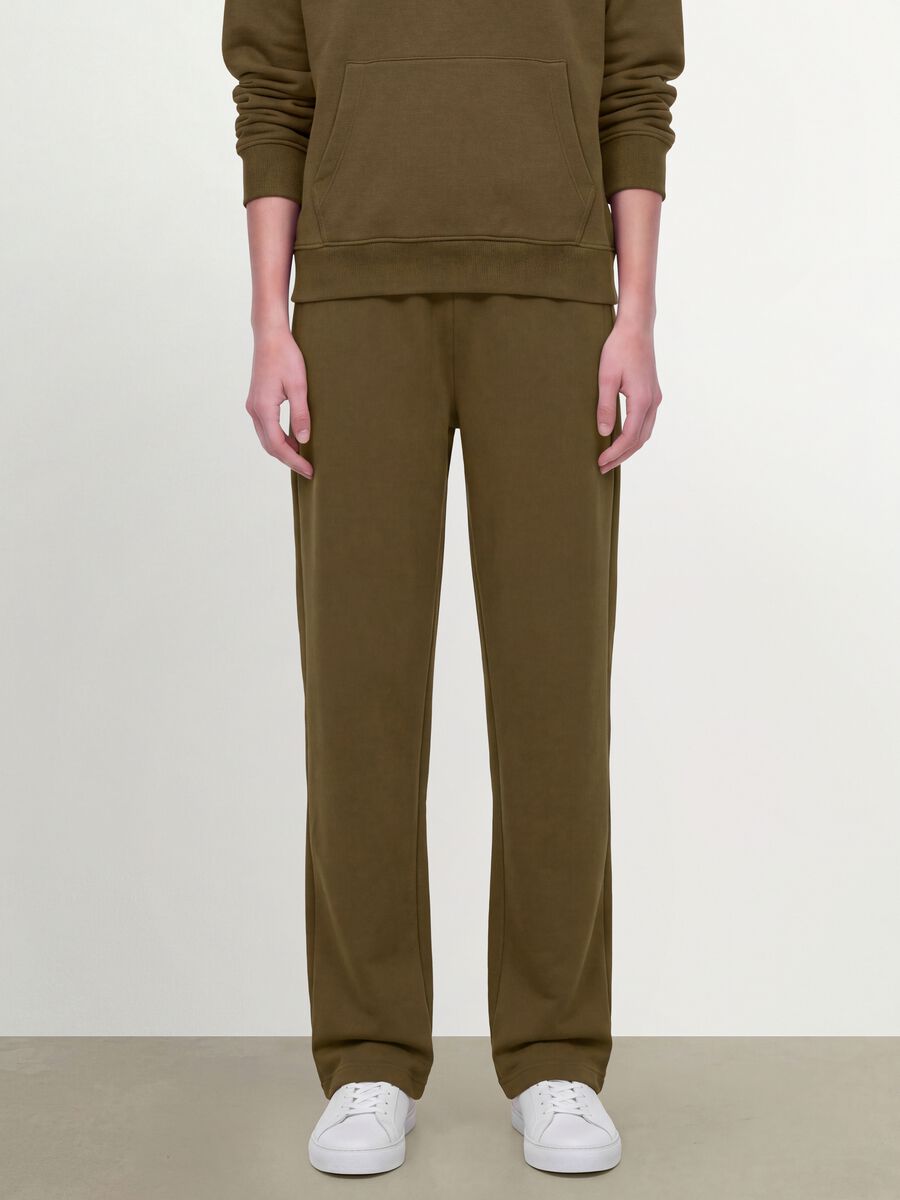Green cotton-blend straight-fit joggers_1
