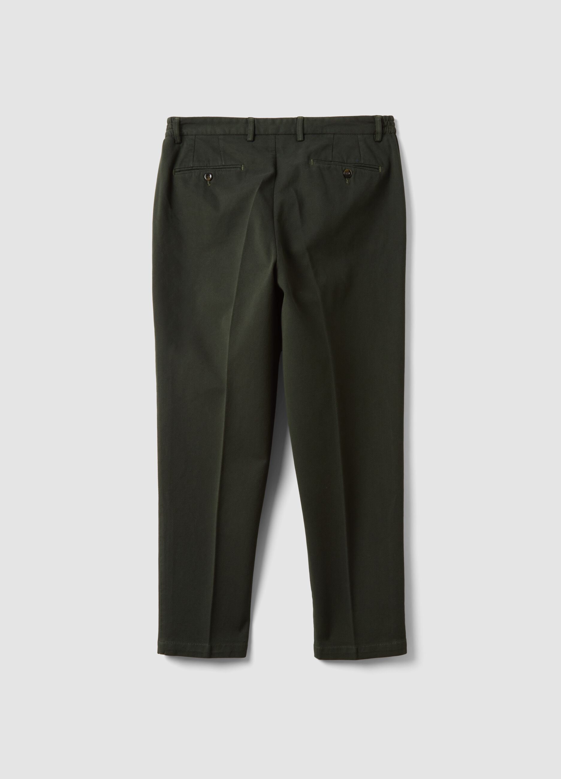 Pantaloni chino verdi in cotone e modal elasticizzato