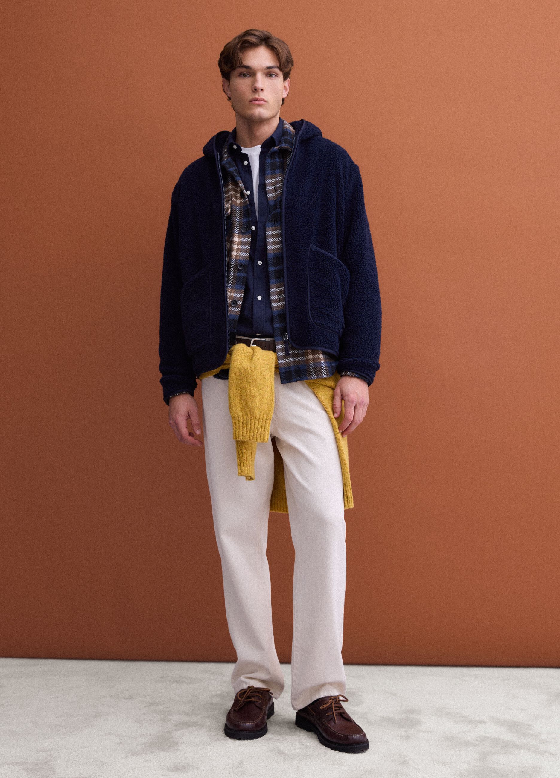Blue sherpa hoodie, regular fit