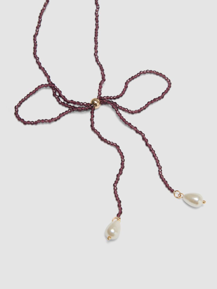 Multicolour multi-strand necklace with dangling pearls_2