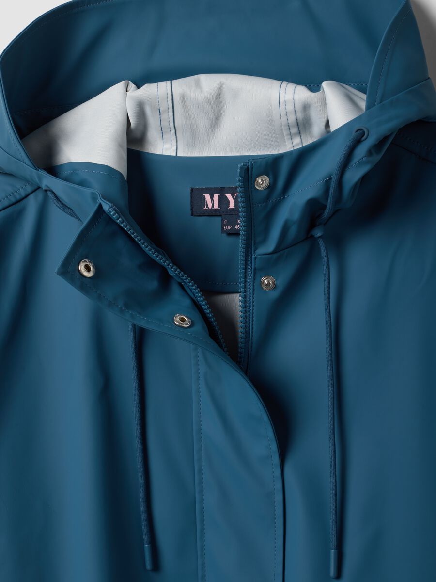 Blue hooded rain jacket with zip, regular fit_6