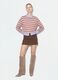 Brown stretch viscose mini skirt with belt_0