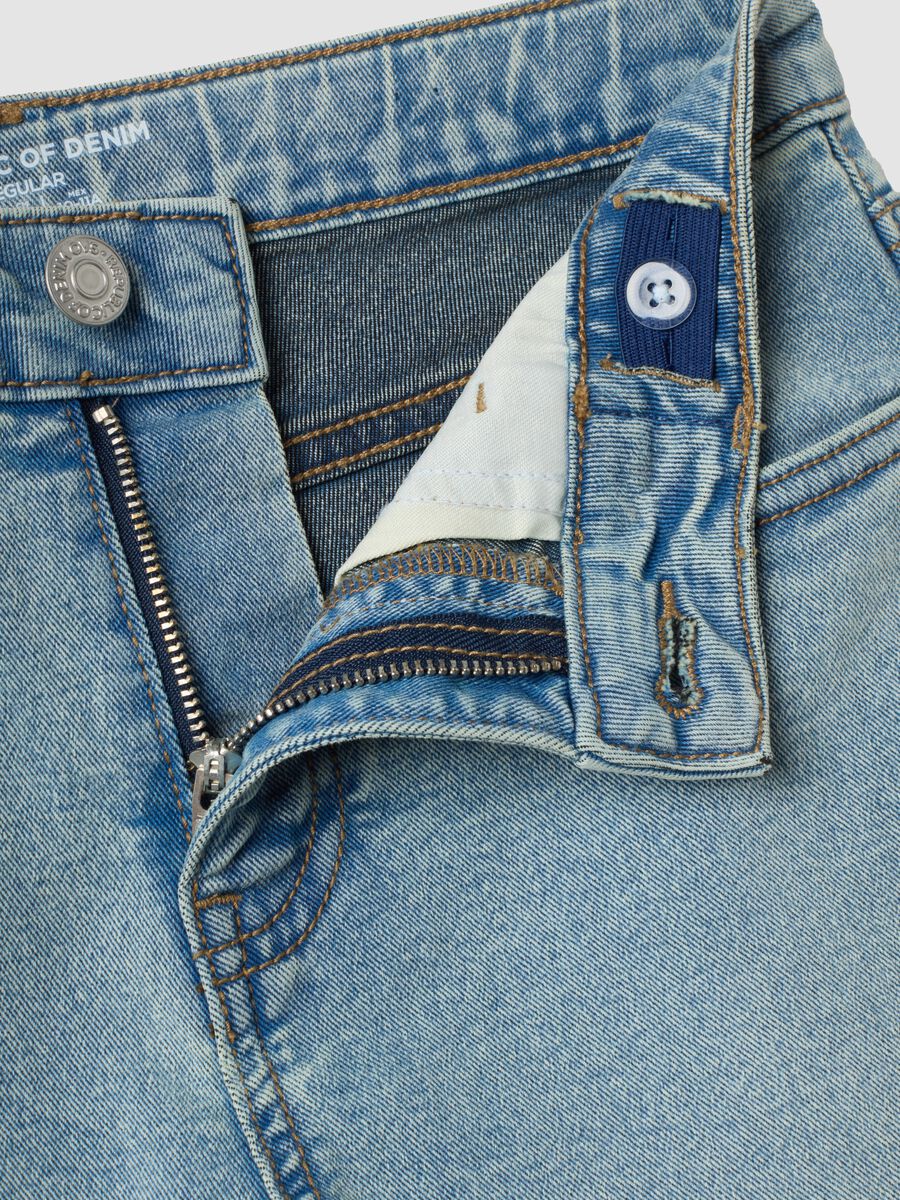 Light Blue Stretch Cotton Regular-Fit Jeans for Boys_4
