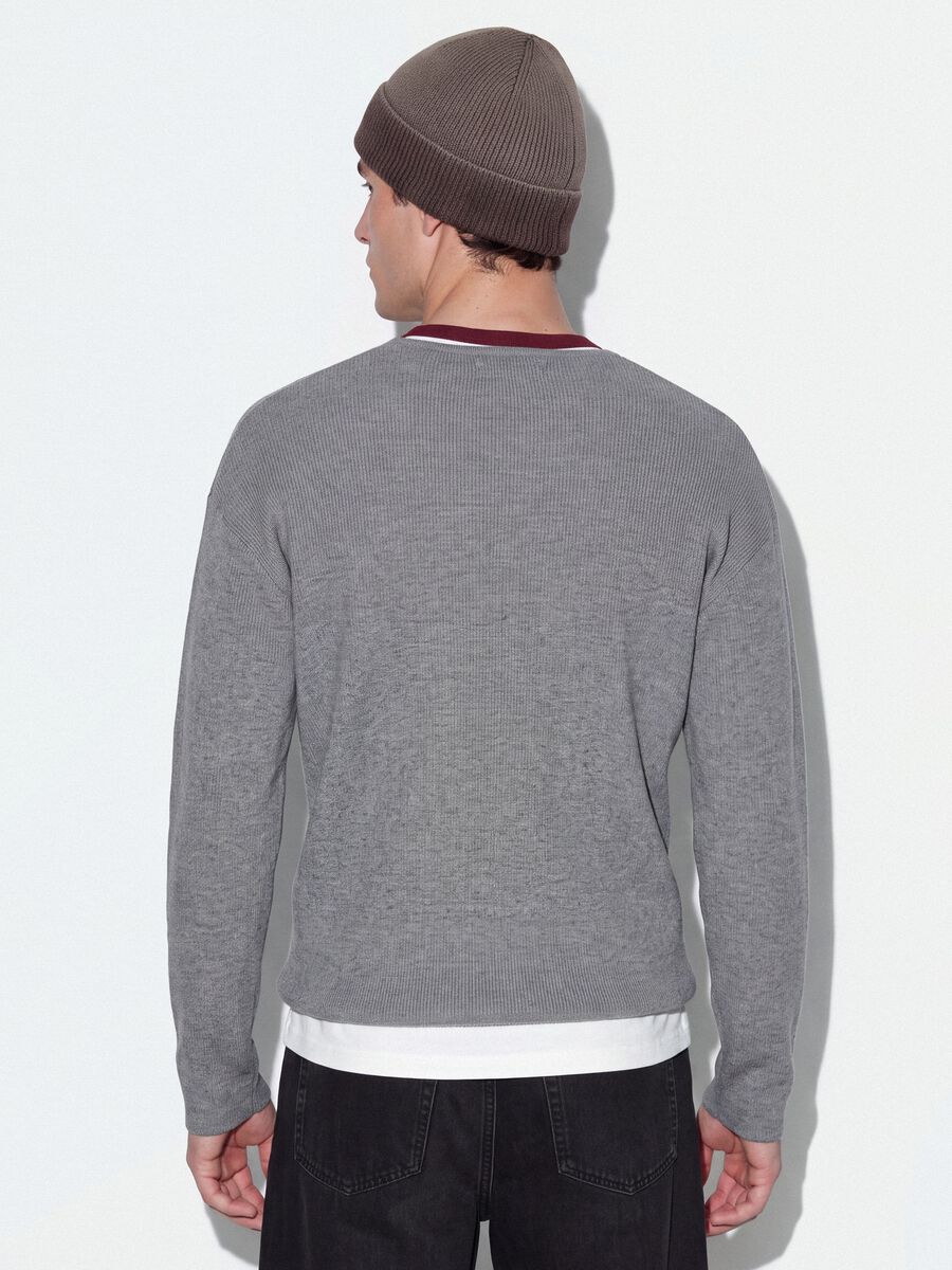 Grey cotton-blend regular-fit Henley top_3