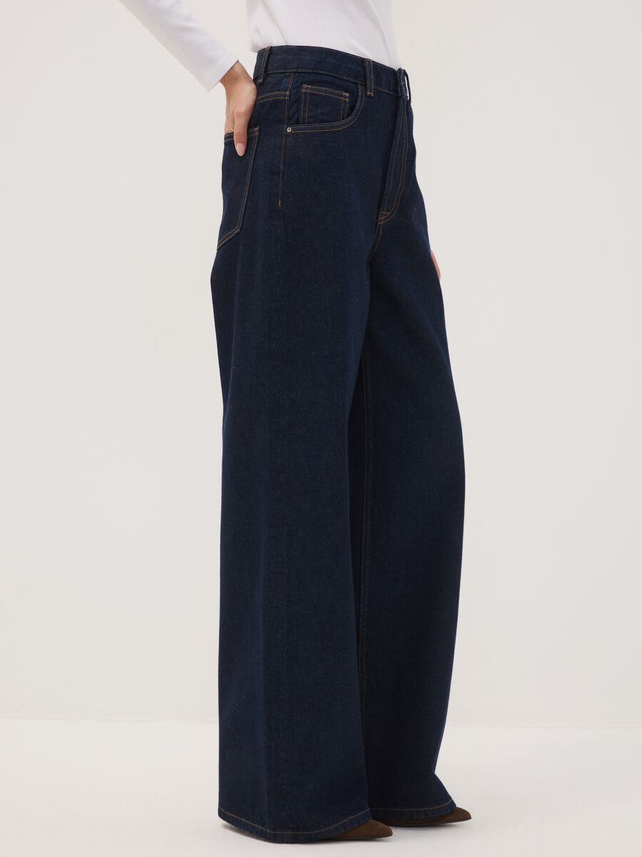 Blue wide-leg jeans in pure cotton_2