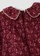 Burgundy red floral pure cotton crew-neck dress, regular fit_3