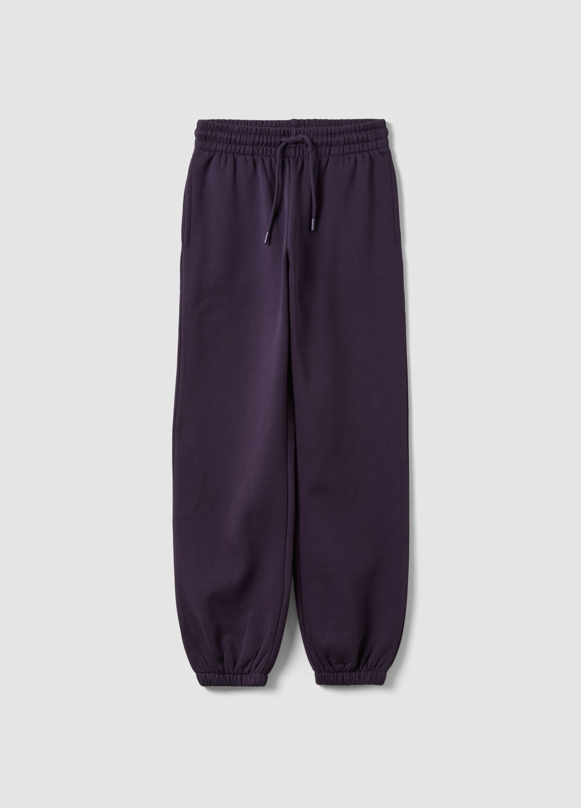 Purple cotton-blend joggers with elasticated waist, regular fit