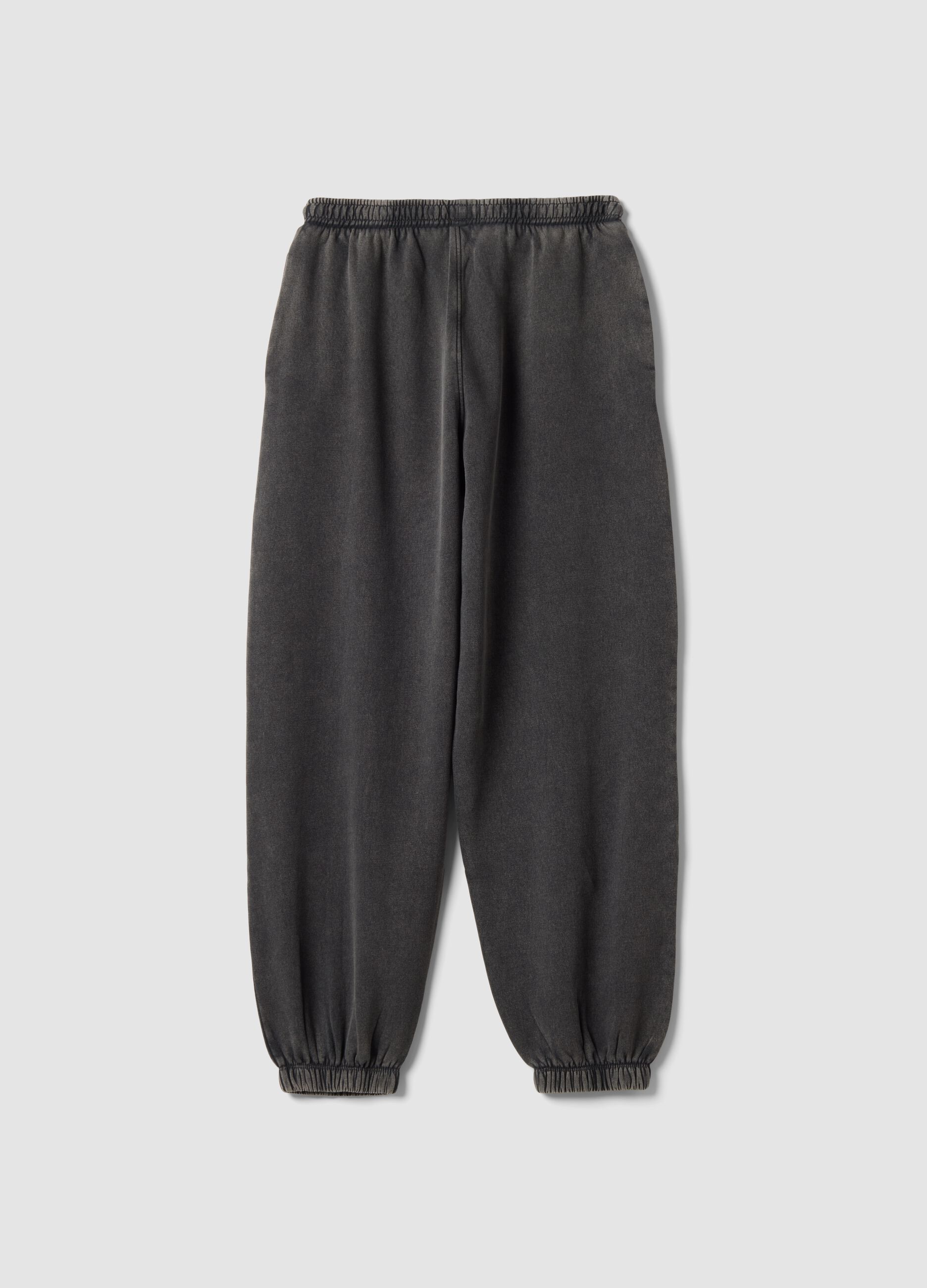 Pantaloni jogger grigi in misto cotone con coulisse