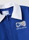 Customisable blue school apron with gaming print for boys_2