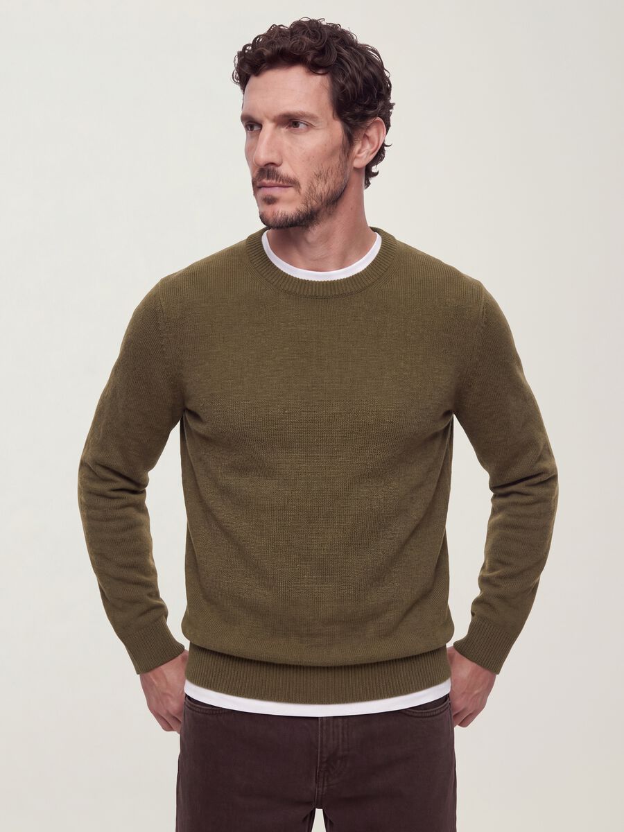 Maglia verde girocollo in jersey knit regular fit_0