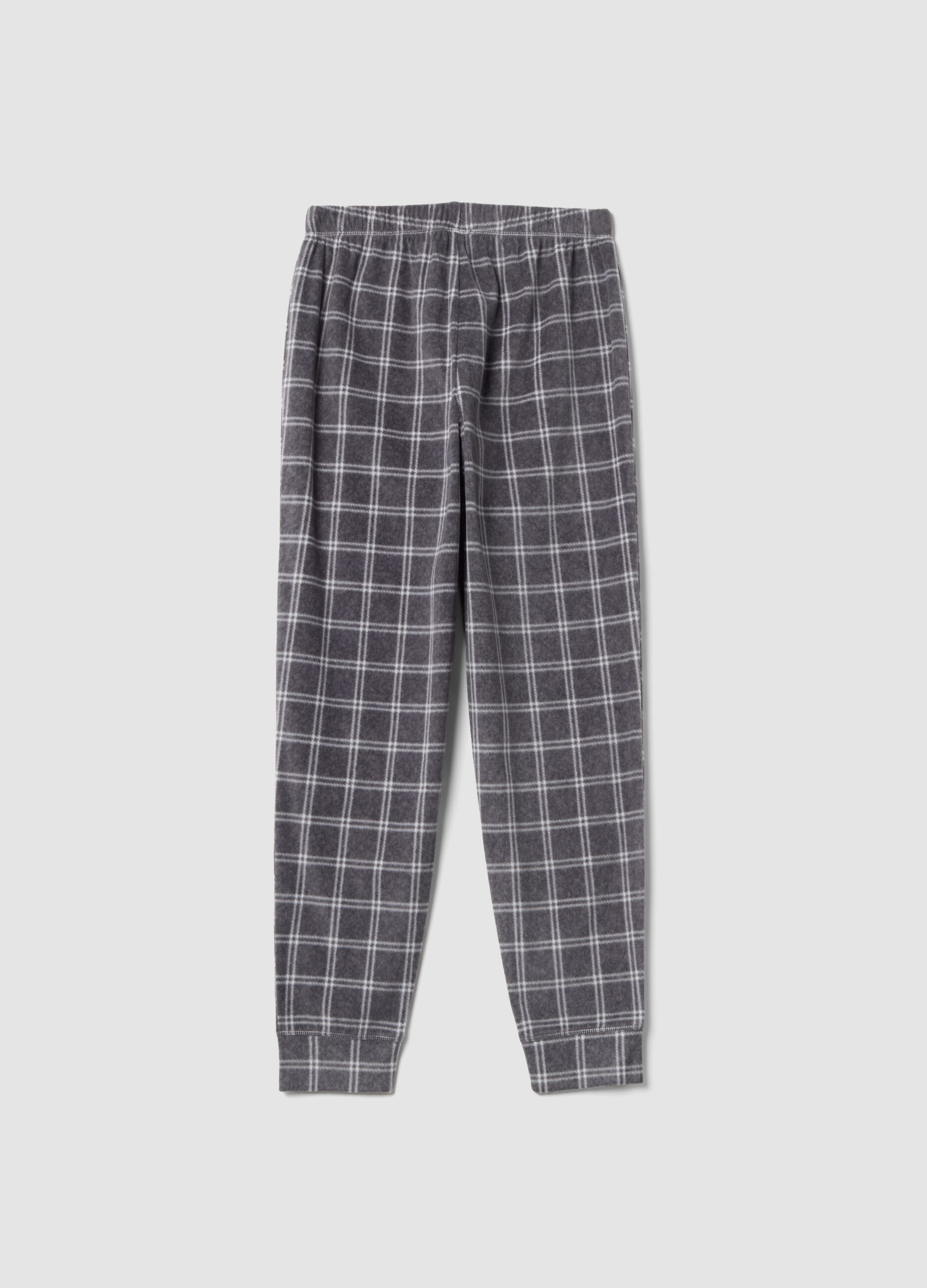 Grey m&eacute;lange checked regular-fit pyjama bottoms