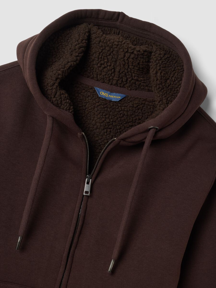 Brown cotton-blend fleece hoodie, regular fit_2