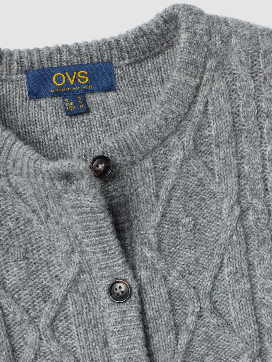 Grey cable-knit wool-blend cardigan_5