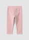 Pink stretch organic cotton leggings with rhinestones for baby girl_1