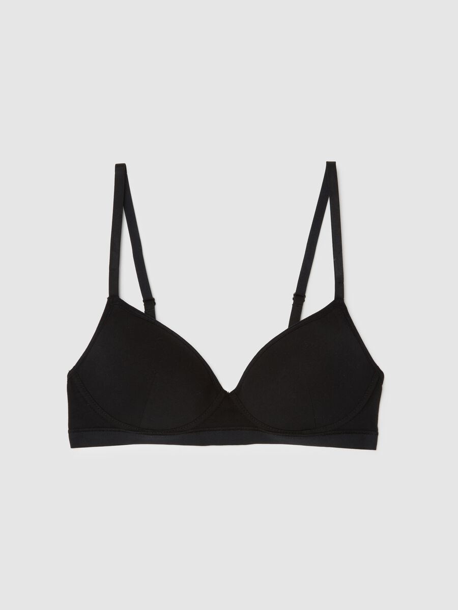 Black Stretch Cotton Bra_4