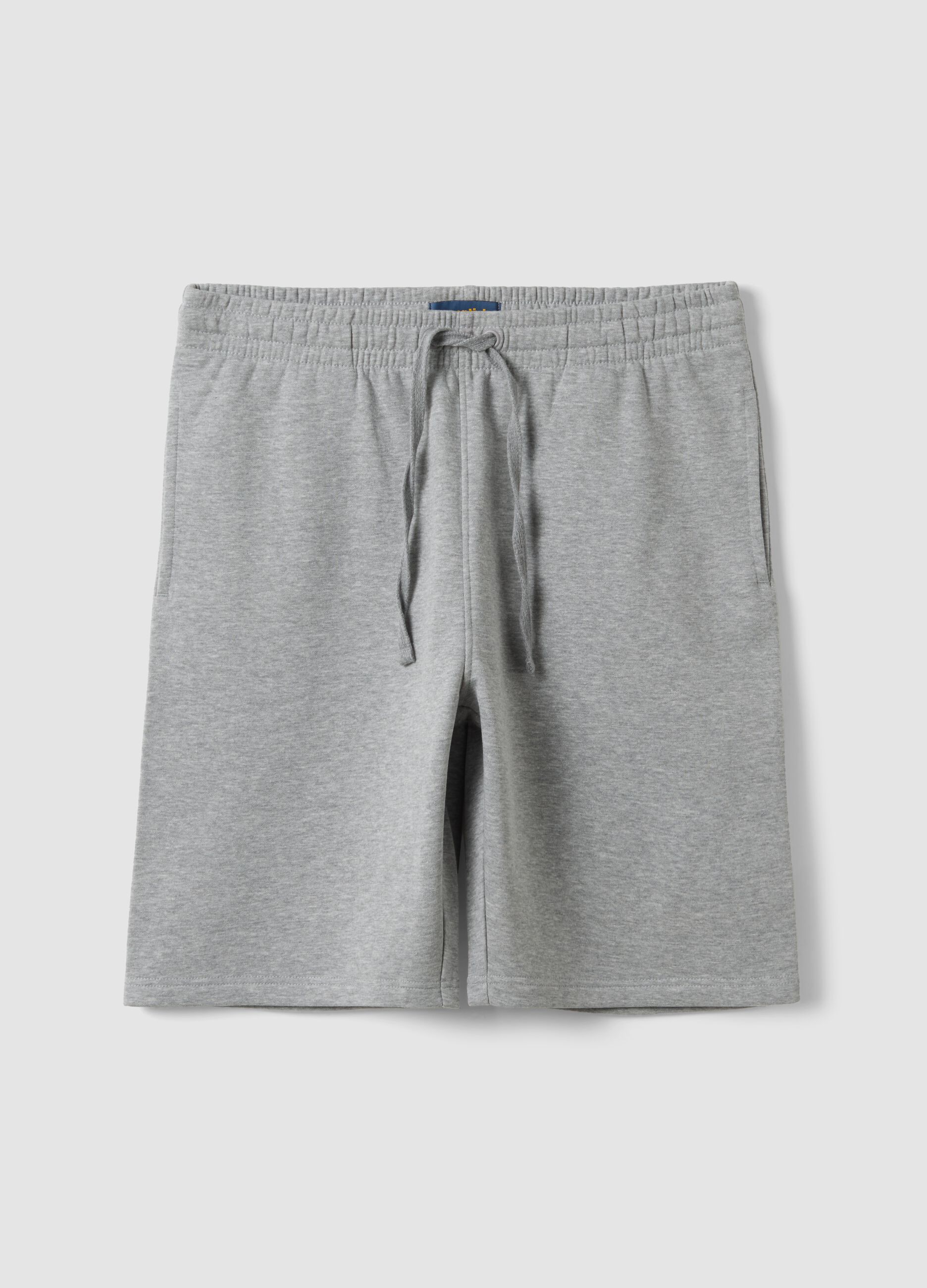 Grey cotton-blend shorts with elasticated waistband, regular fit