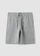 Grey cotton-blend shorts with elasticated waistband, regular fit_3