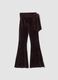 Brown stretch velour flared trousers with waist tie_0