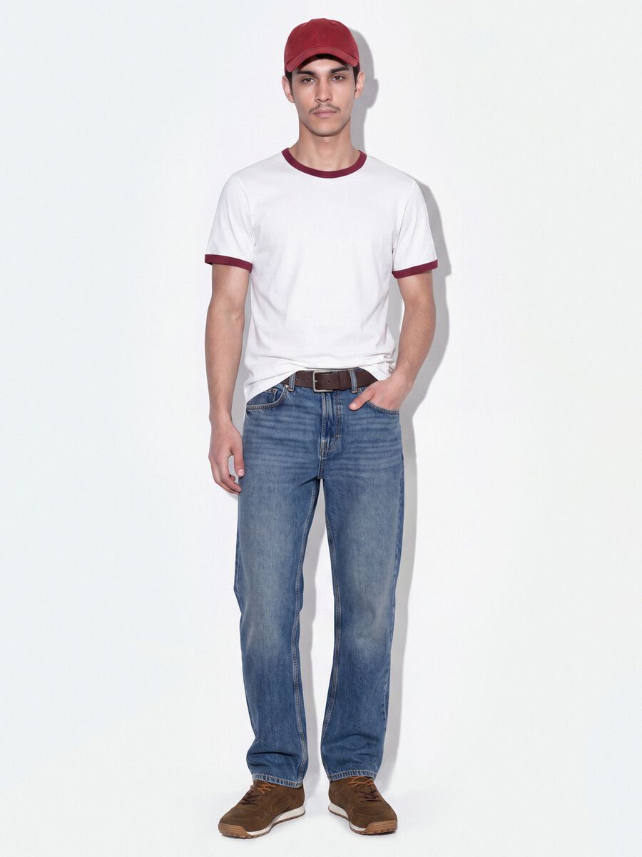 White pure cotton fitted crew-neck T-shirt_1