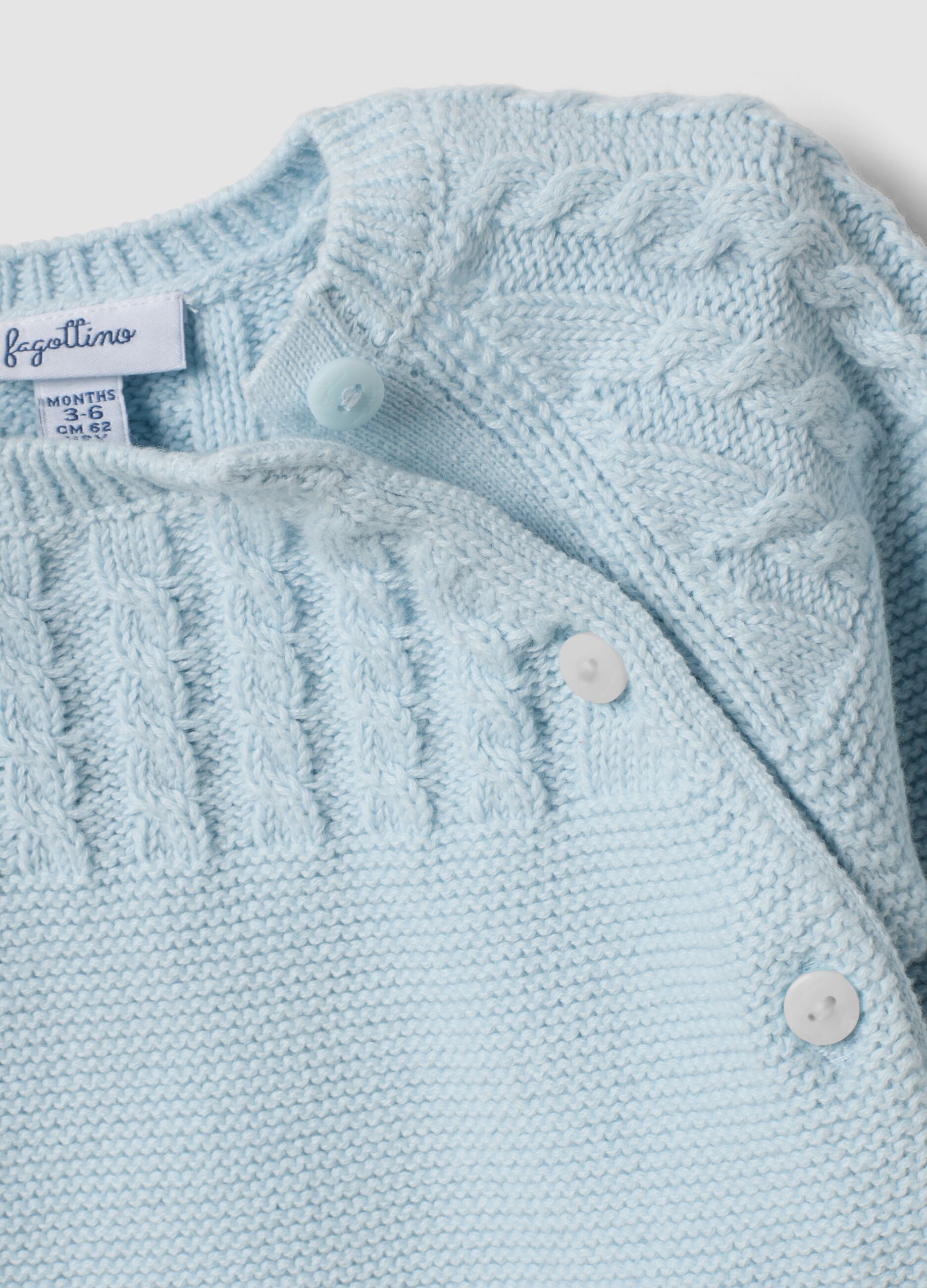 Sky blue pure organic cotton knitted baby cardigan