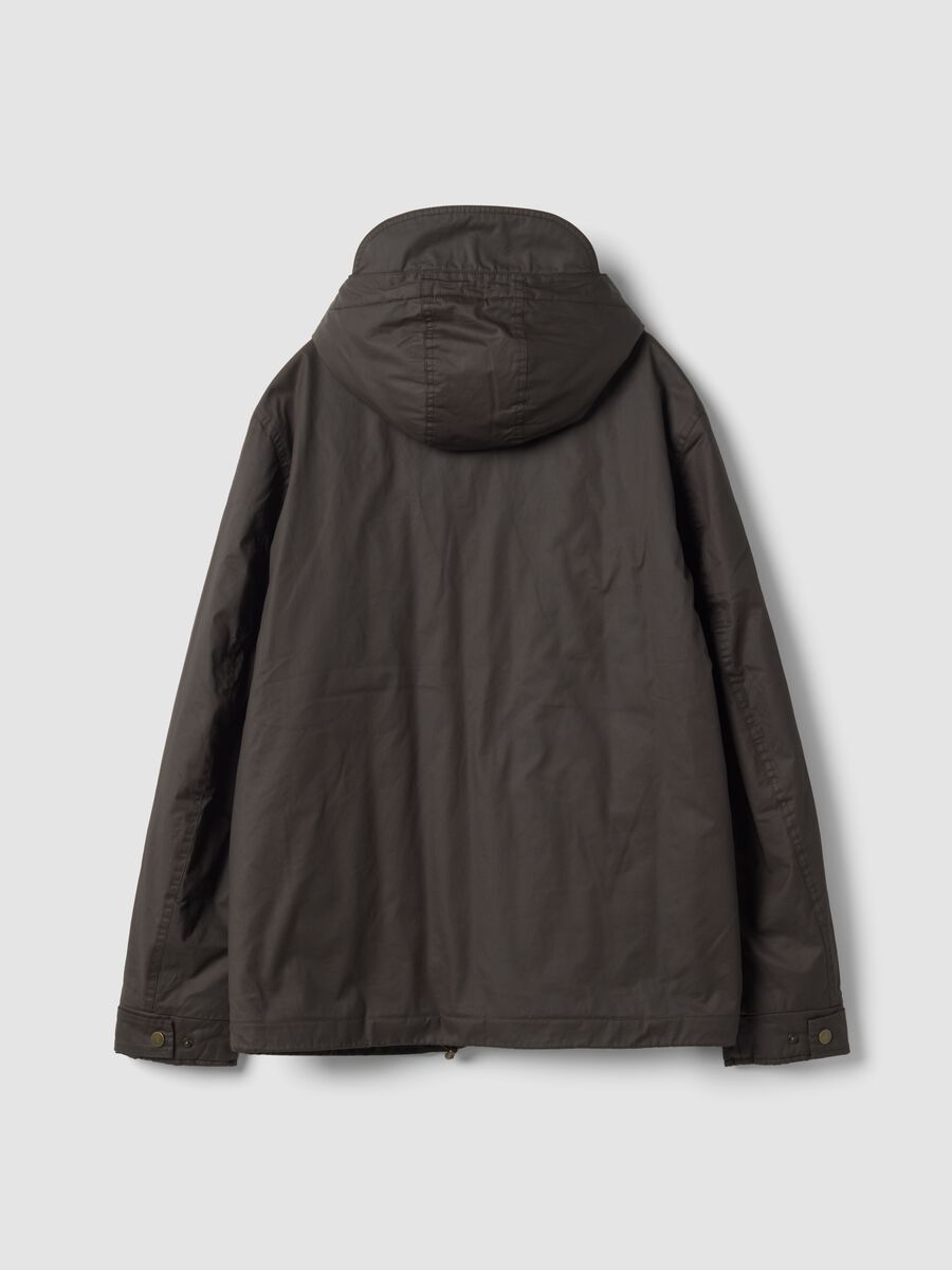 Brown pure cotton hooded jacket_2
