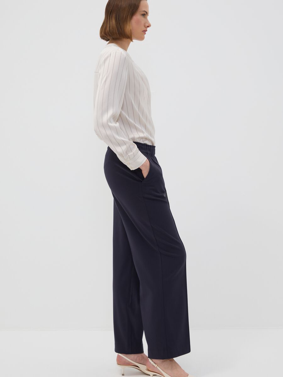 Blue wide-leg stretch viscose joggers &ndash; The Iconic Pants_1
