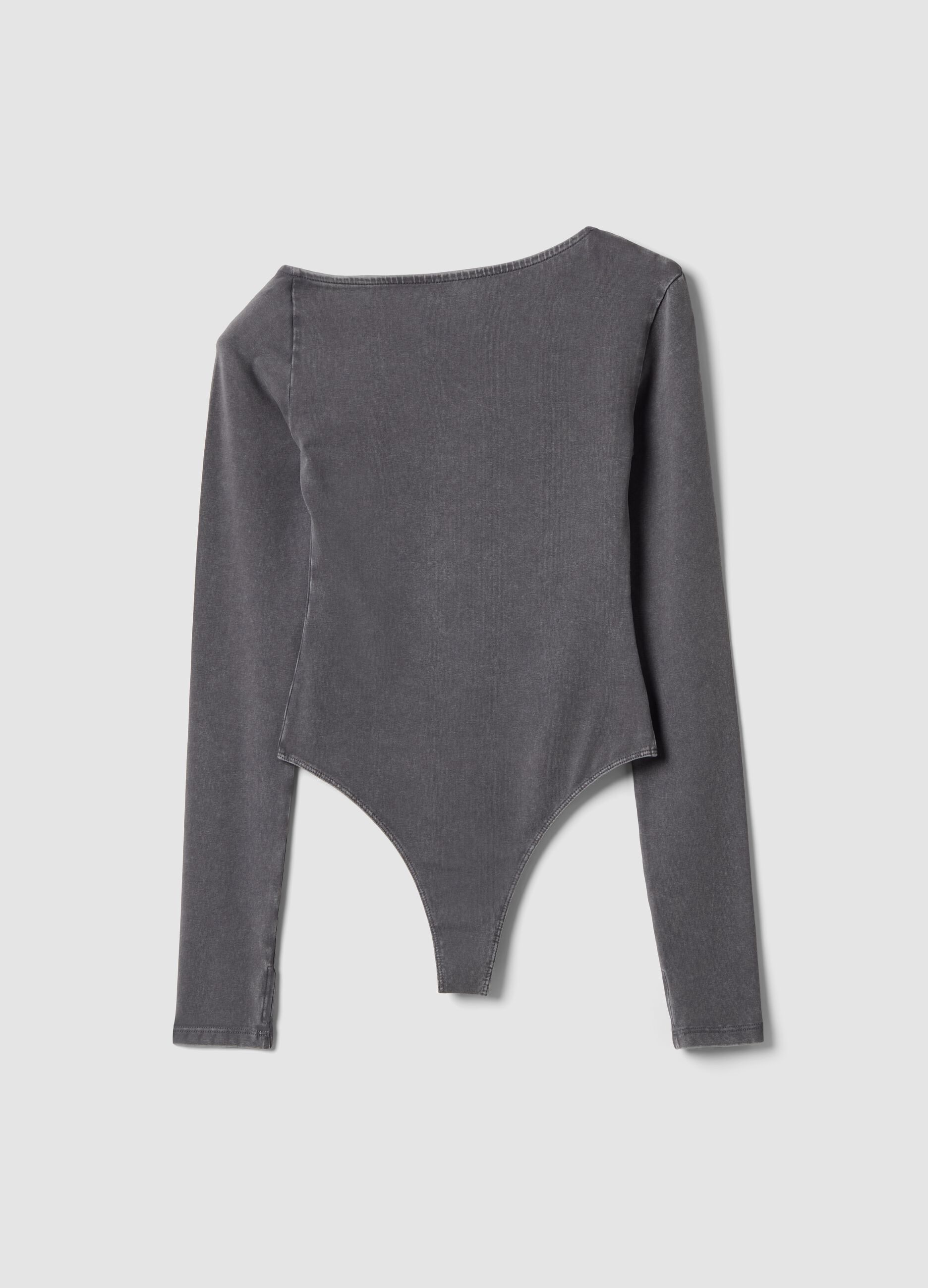 Asymmetrical Bodysuit Washed Grey