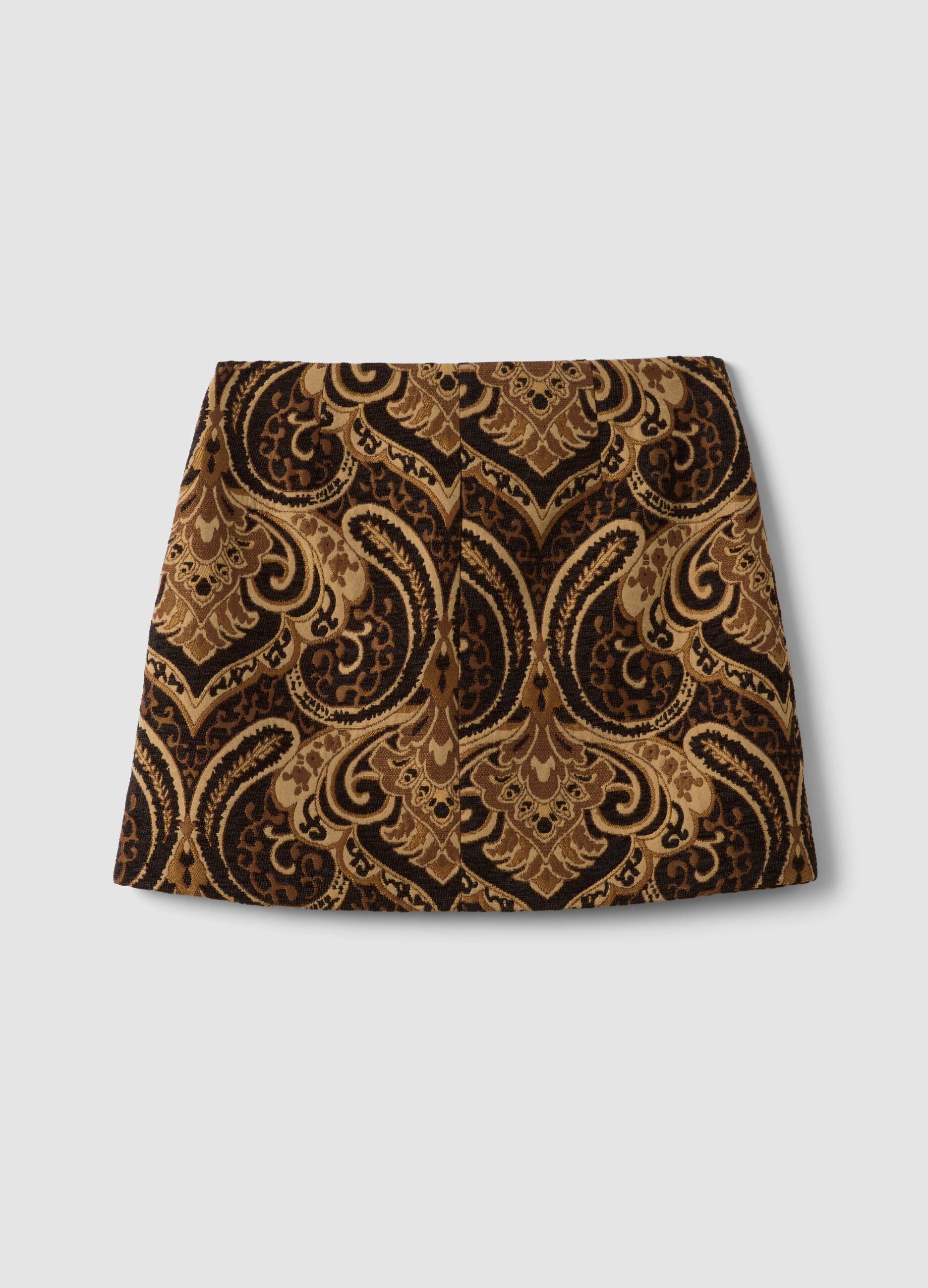 Short brown paisley skirt