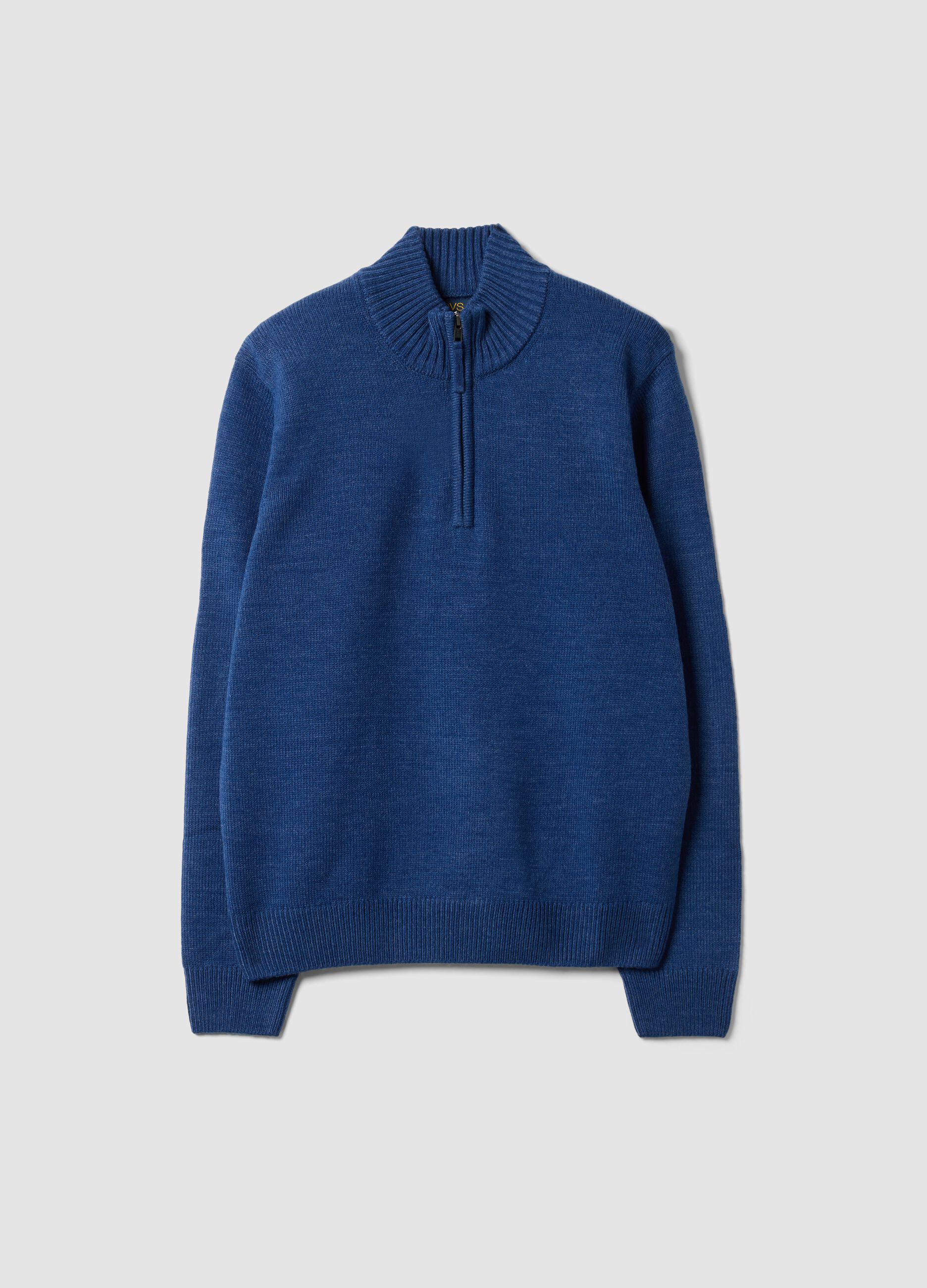 Blue half-zip neck jumper