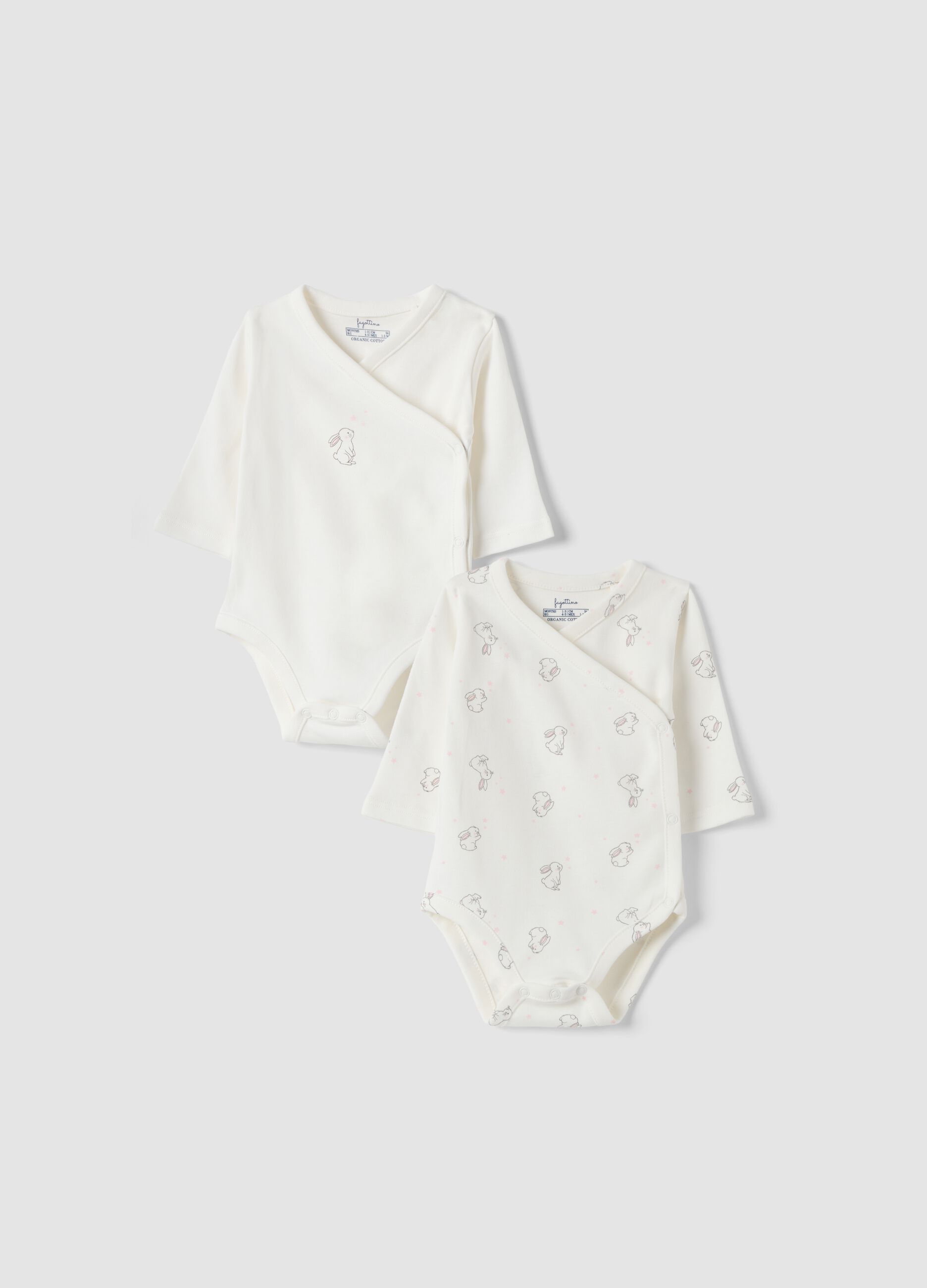 2-pack white organic cotton crew-neck bodysuits