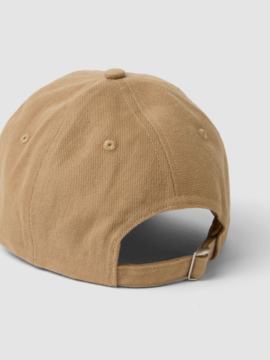 Beige pure cotton cap with embroidery_1