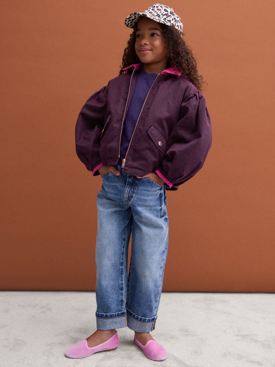 Purple padded cotton-blend hooded jacket_1