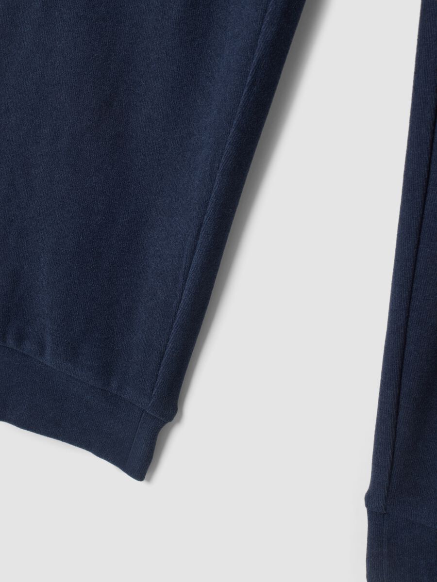 Blue long pyjamas in stretch fabric with crew neck_2
