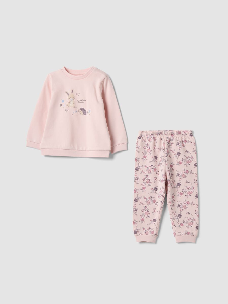 Pink pure organic cotton pyjamas with bunny print_0