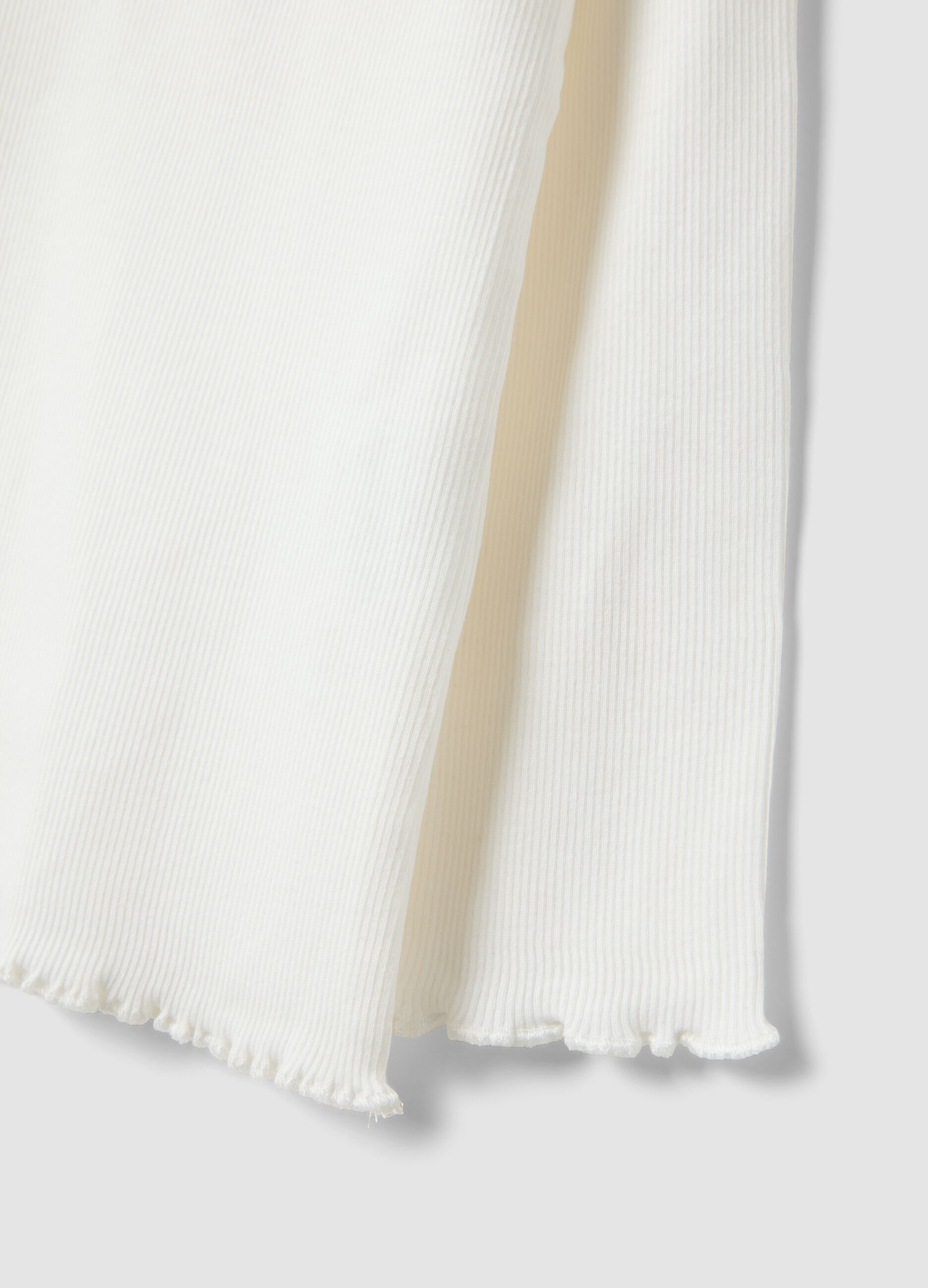 White ribbed organic stretch cotton crew-neck top