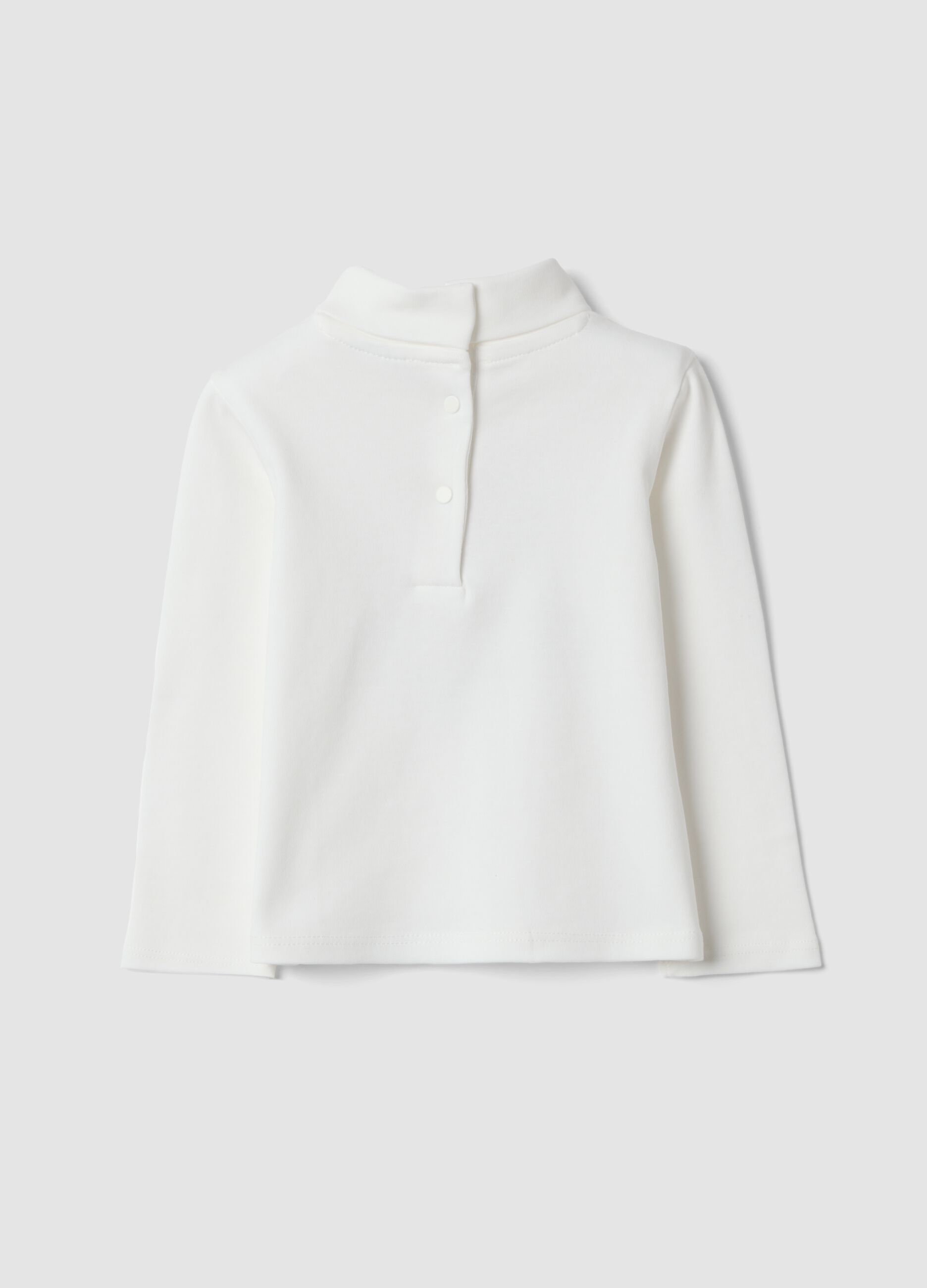 White organic cotton T-shirt with floral print