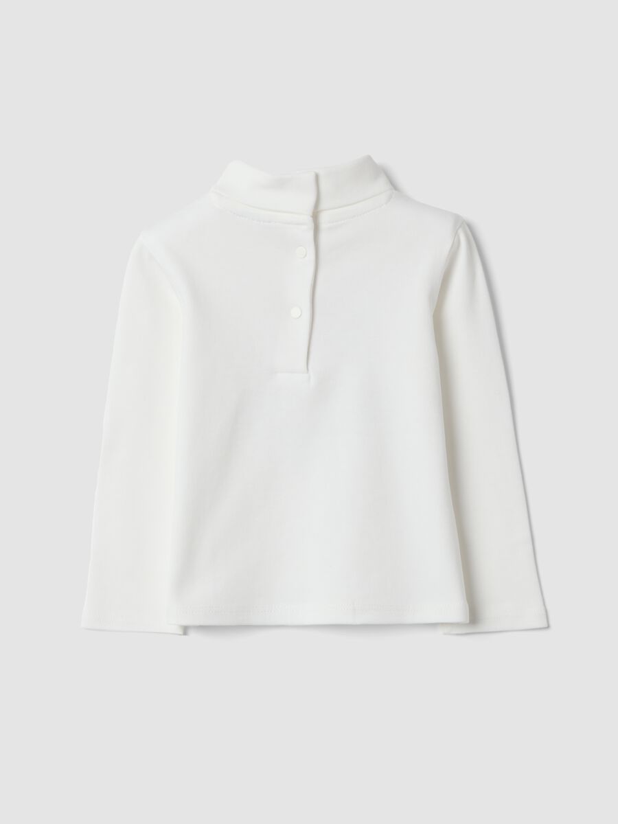 White organic cotton T-shirt with floral print_1