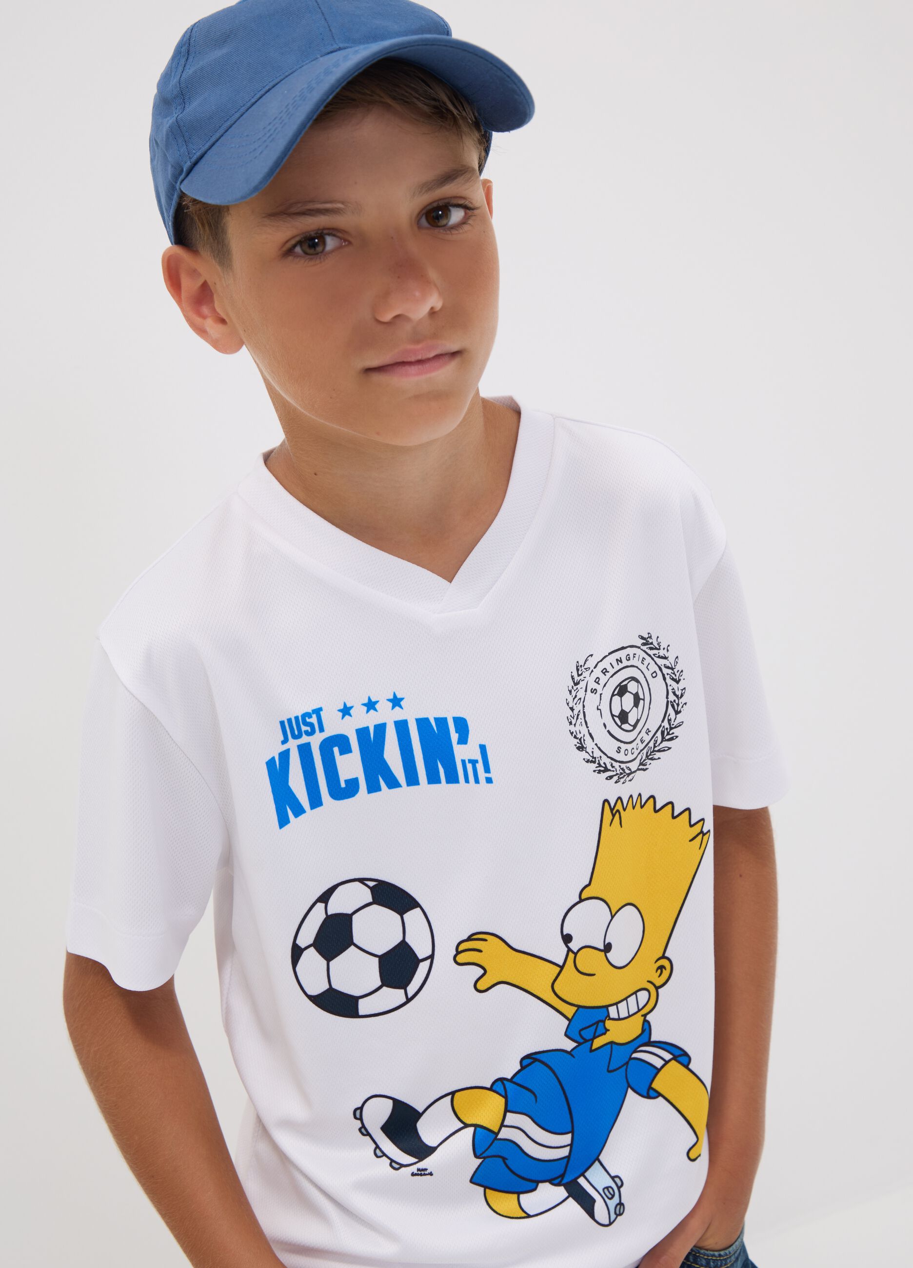 White Simpsons print T-shirt, regular fit