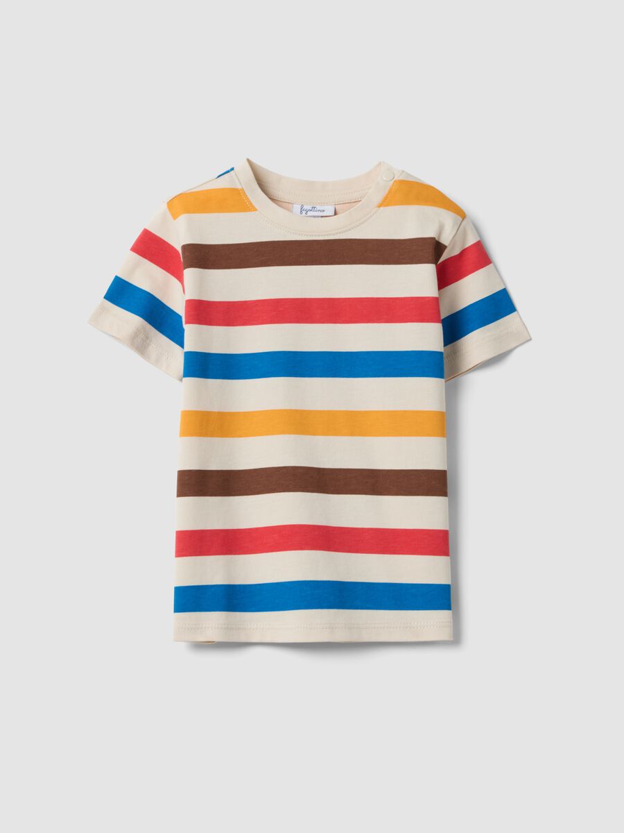 Beige striped organic cotton T-shirt_0