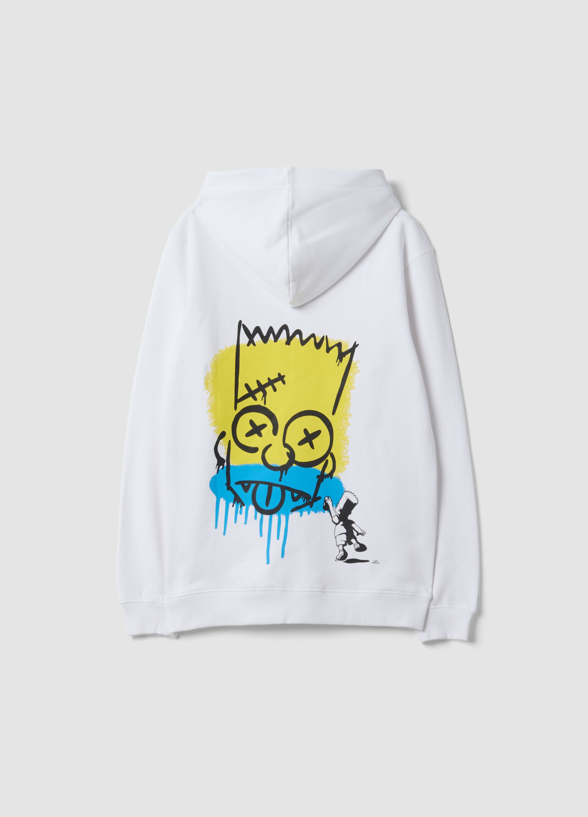 White pure-cotton hooded sweatshirt with Simpsons print for boys