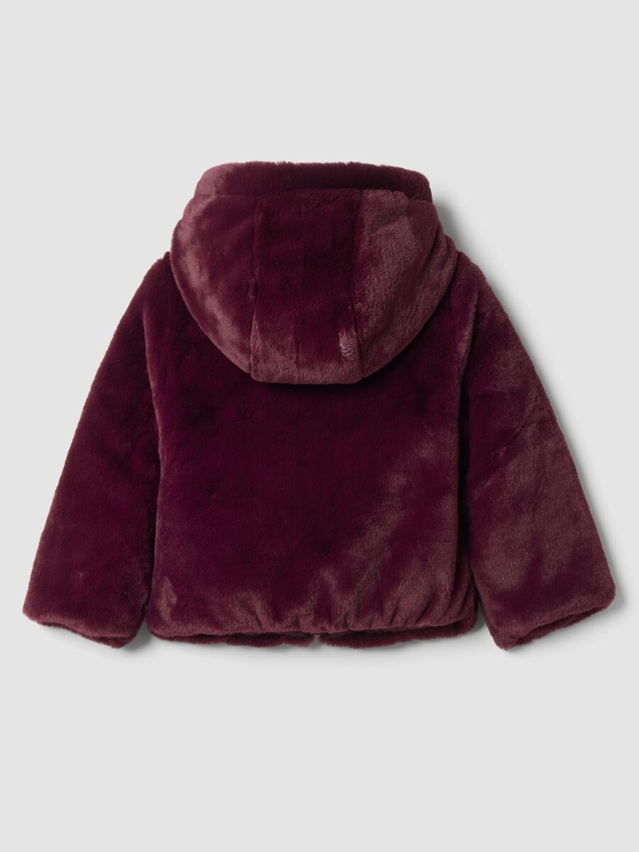 Plum purple padded jacket with hood and zip_1