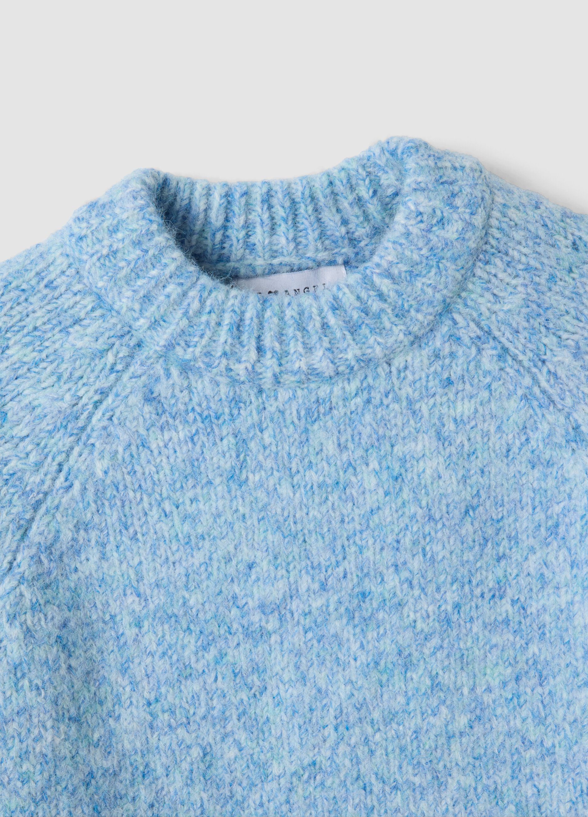 Blue stretch wool crew-neck jumper