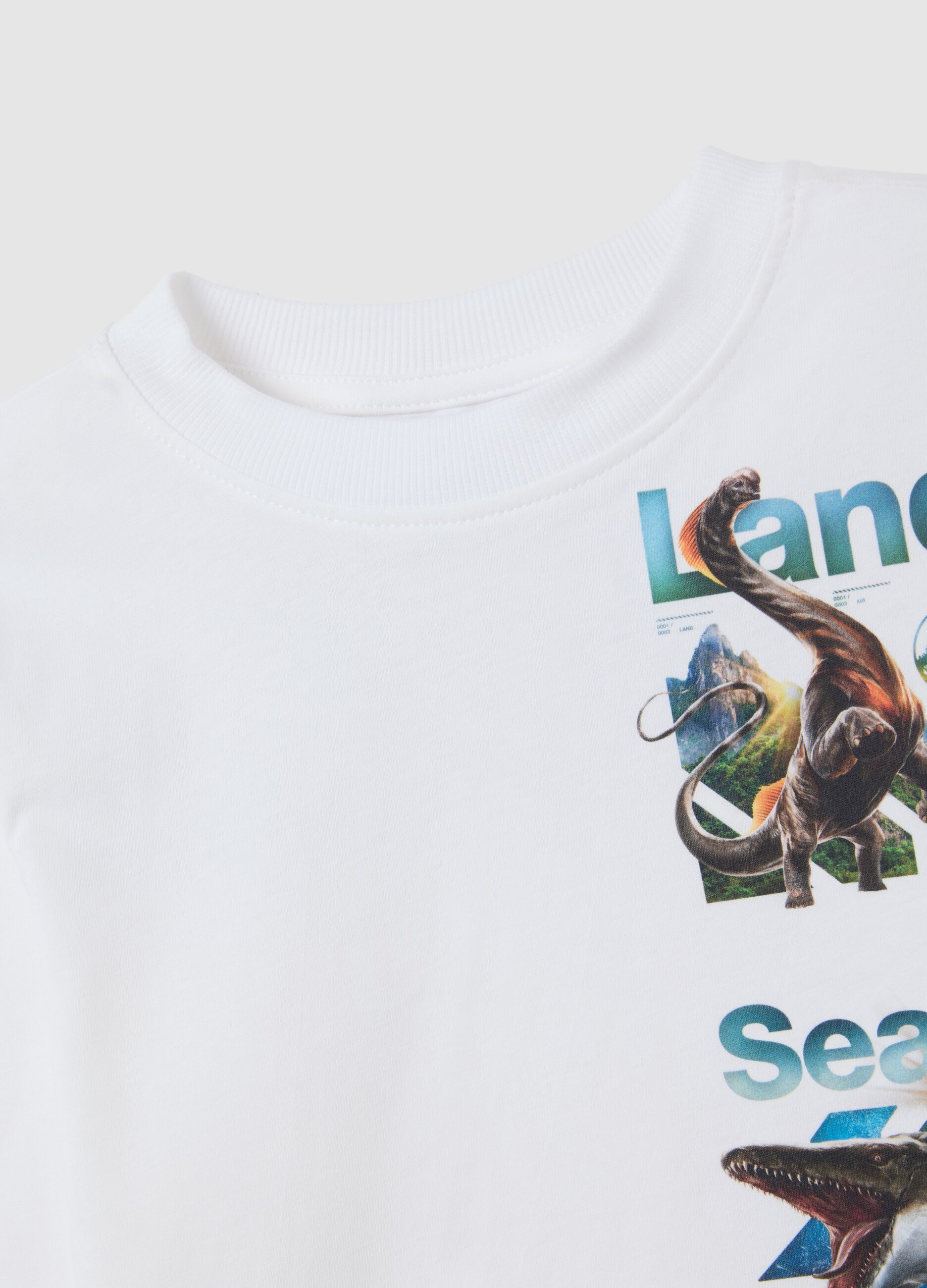 Children's pure cotton white regular fit T-shirt with Jurassic World print
