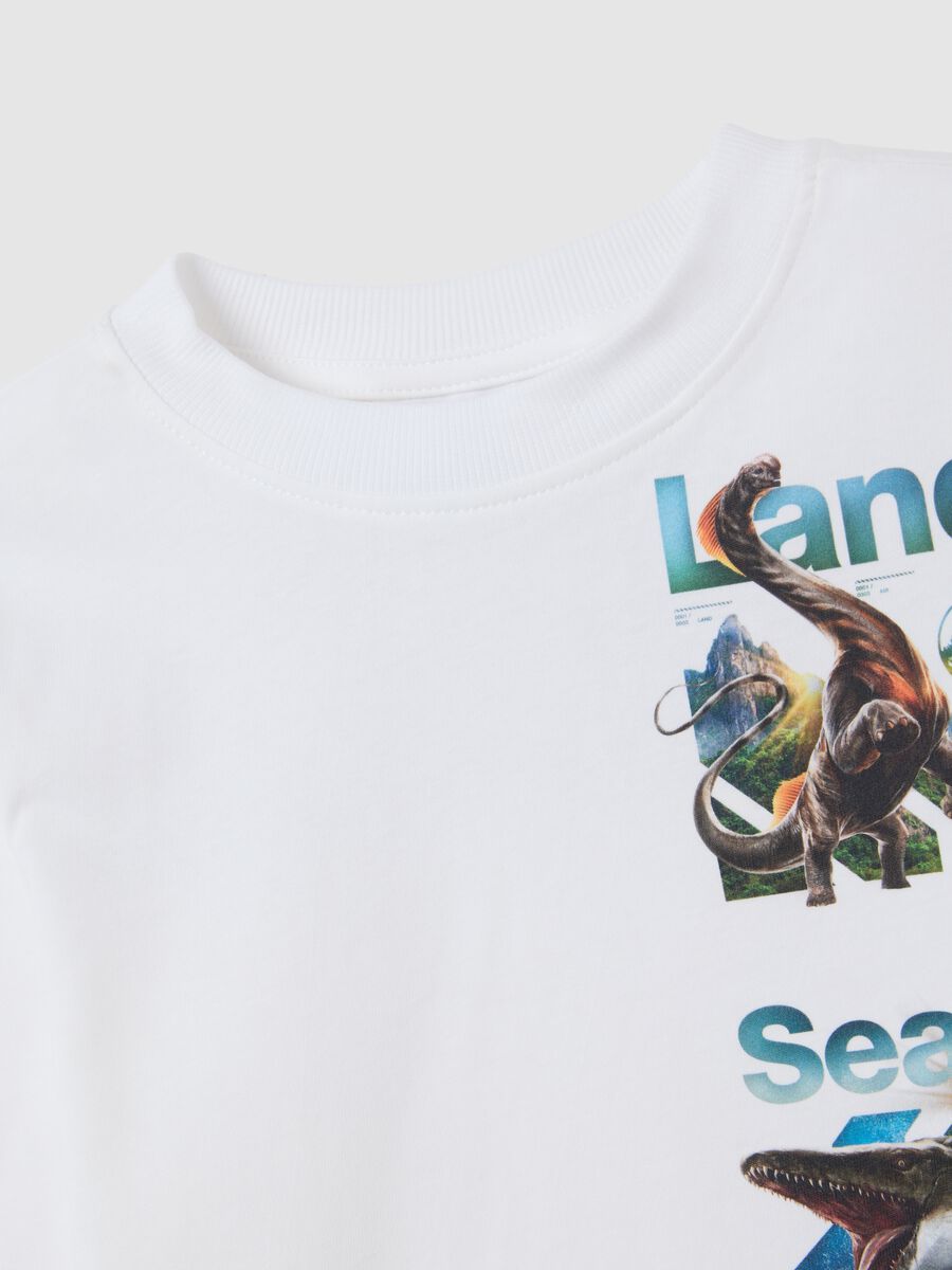 Children's pure cotton white regular fit T-shirt with Jurassic World print_3